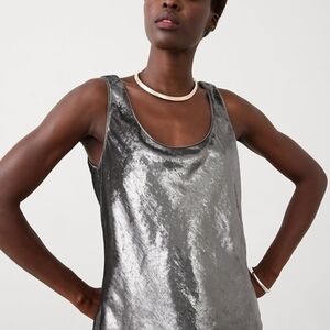 Banana Republic Factory Shiny Silver Scoop Tank Top